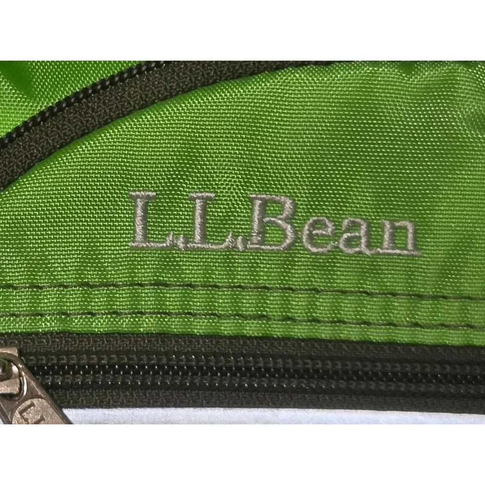 LL Bean Kids Backpack Lime Green Reflective Stripe Nylon School Bag 0YP84 Retro